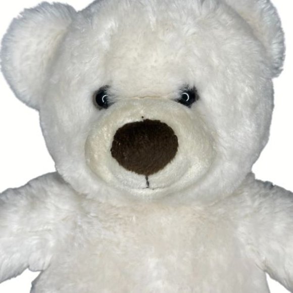 Build A Bear White / Cream Teddy Bear Brown Nose & Eyes 15" 2013 - Picture 4 of 12